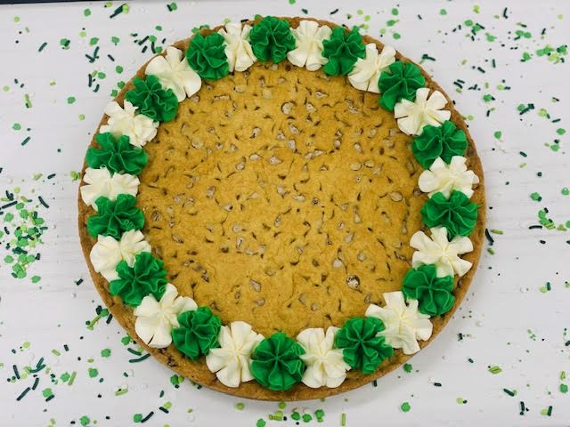 12"Green & White Chocolate Chip Cookie Cake Add A Message