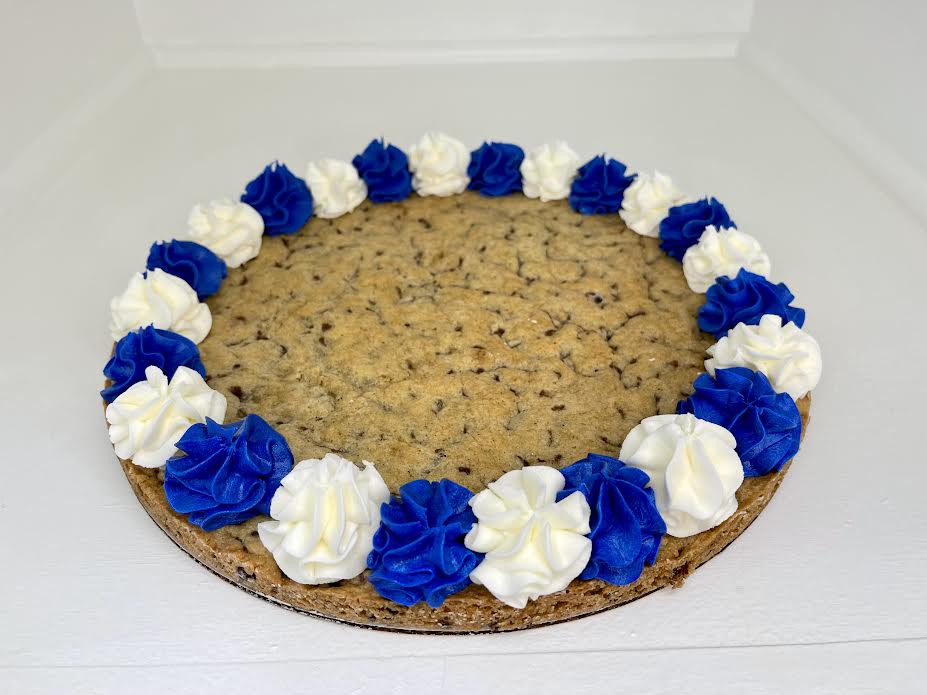 12" Blue  & White Chocolate Chip Cookie Cake Add A Message