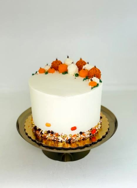 6" 12 servings Fall Pumpkin Themed Cake - vanilla