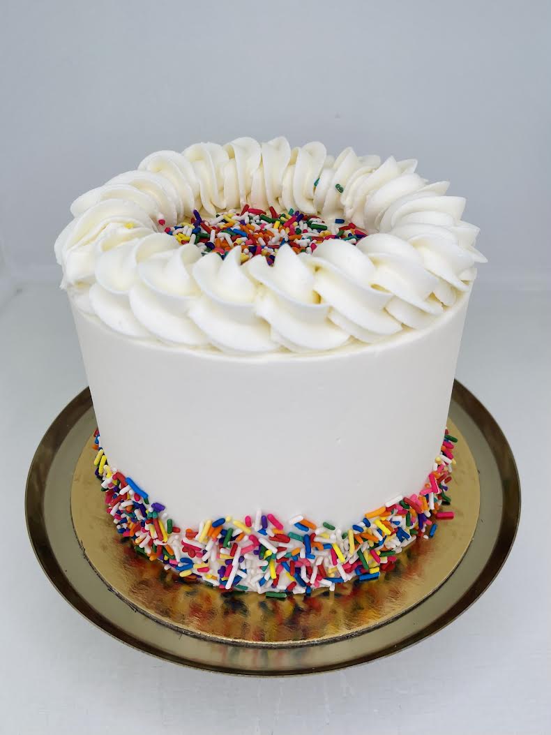 CAKE - 6" 12 Servings - Buttercream Celebration Sprinkles Cake - Chocolate