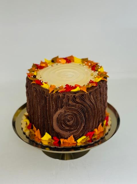 6" 12 servings Stump Themed Cake - Chocolate
