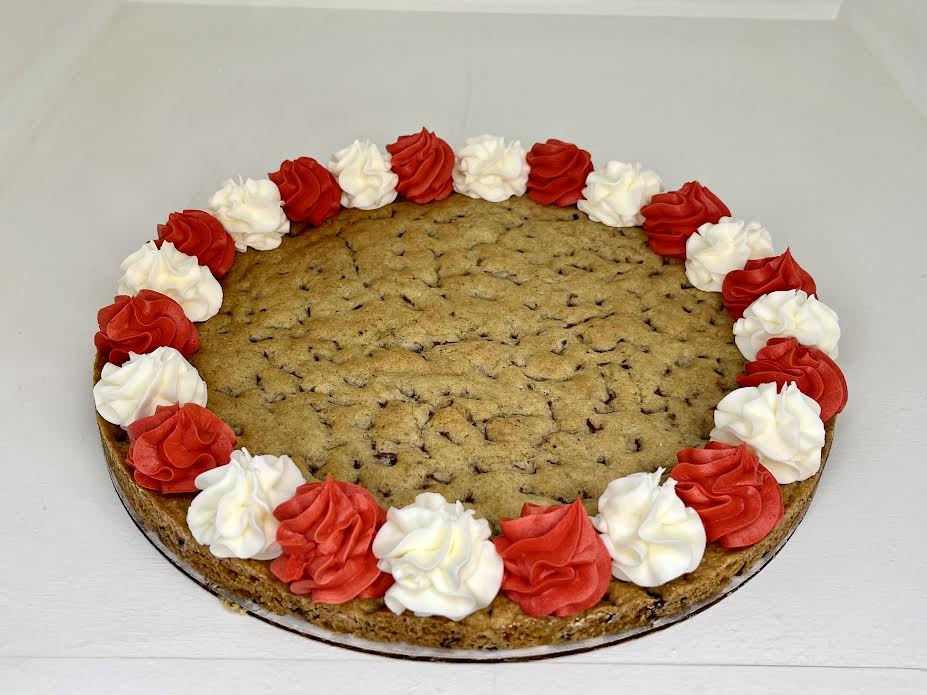 12" Red & White Chocolate Chip Cookie Cake Add A Message