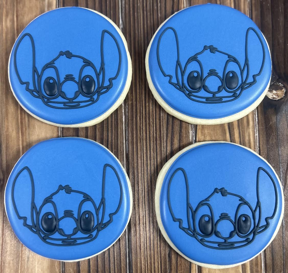 Blue Stitch Royal Iced Round Sugar Cookies