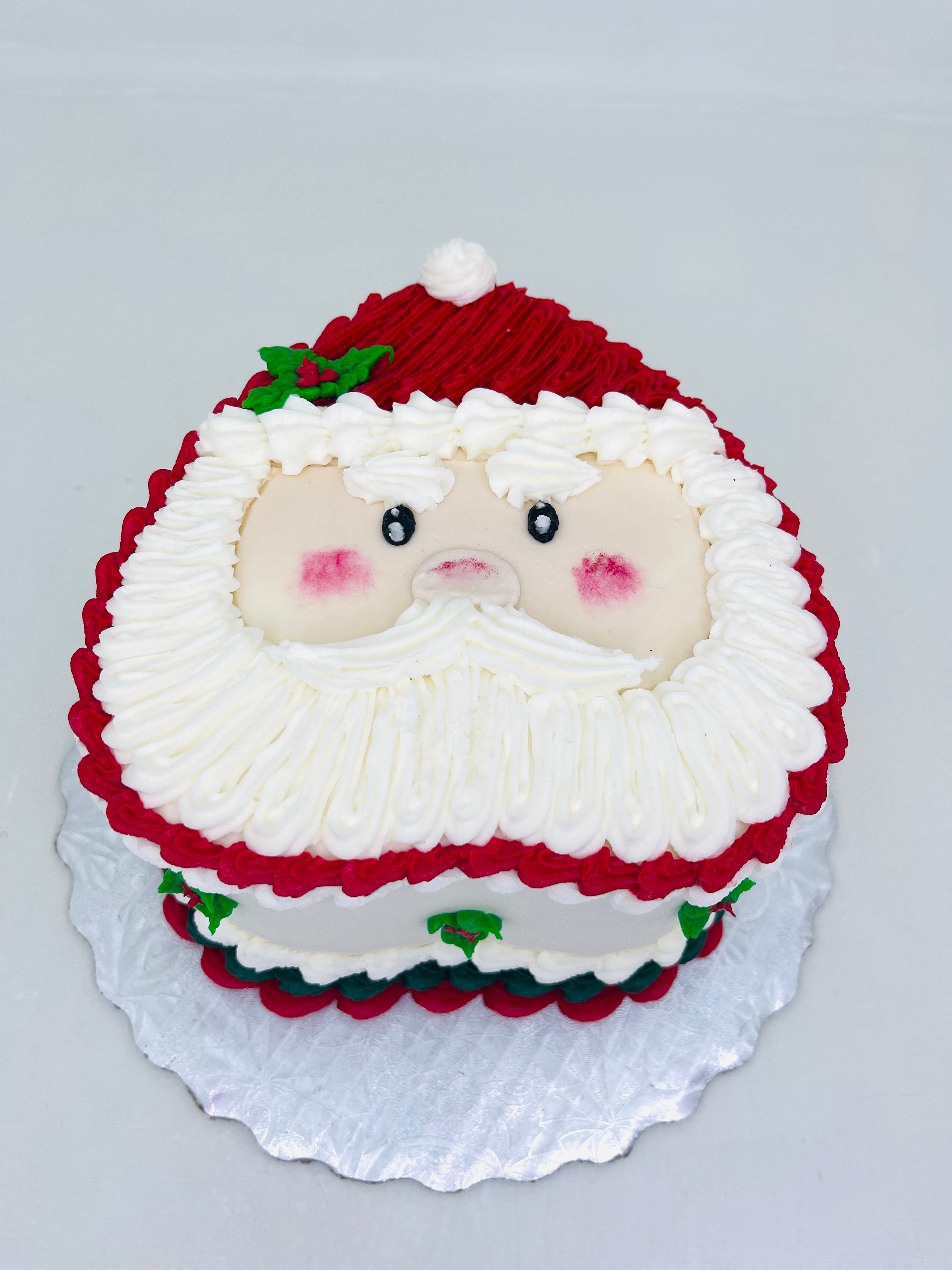 CAKE - 6” 12 Servings - Vintage Hear - Red Velvet, Santa