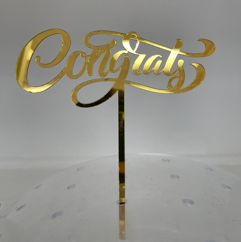 Gold Cursive Congrats Cake Topper