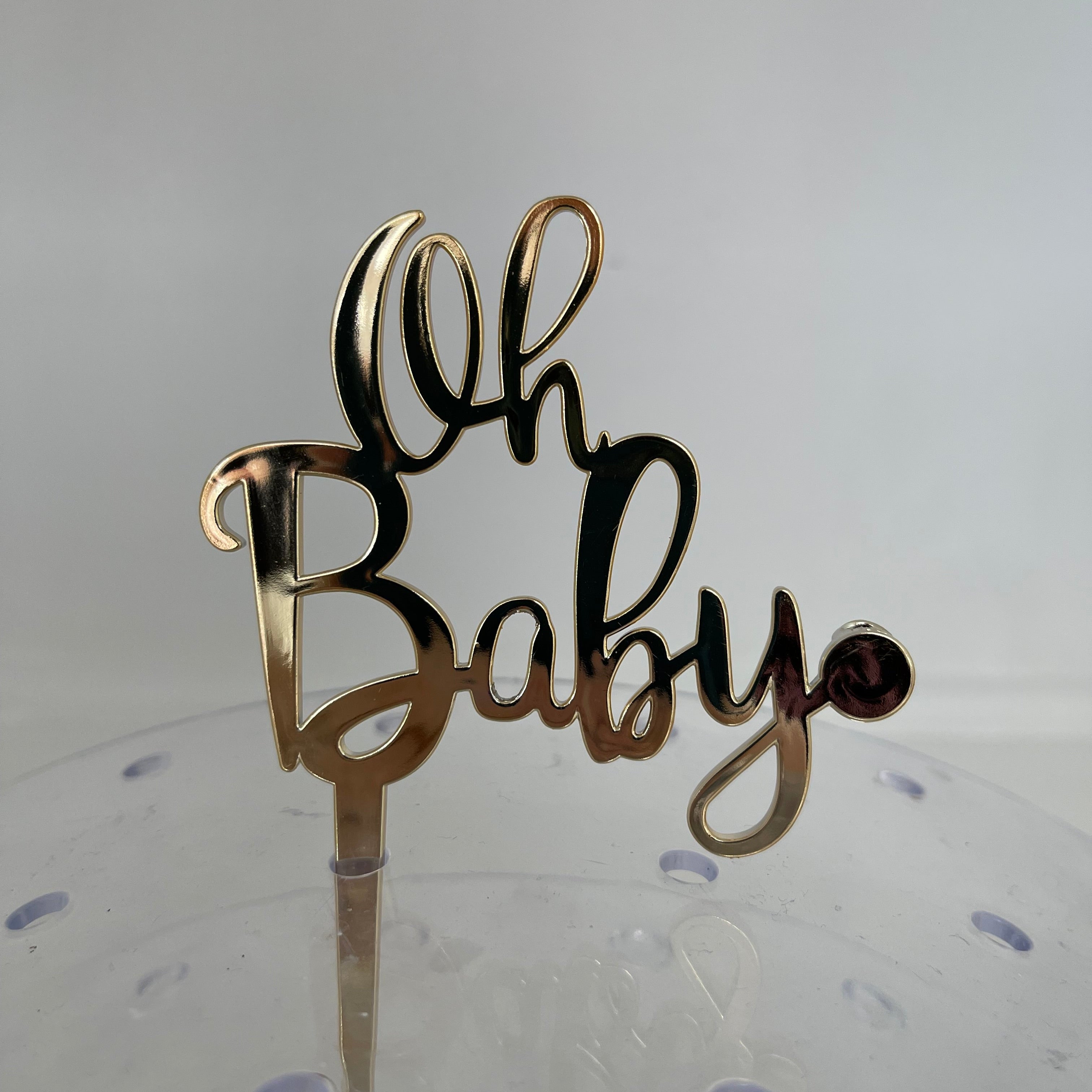 Gold Cursive Oh Baby Cake Topper