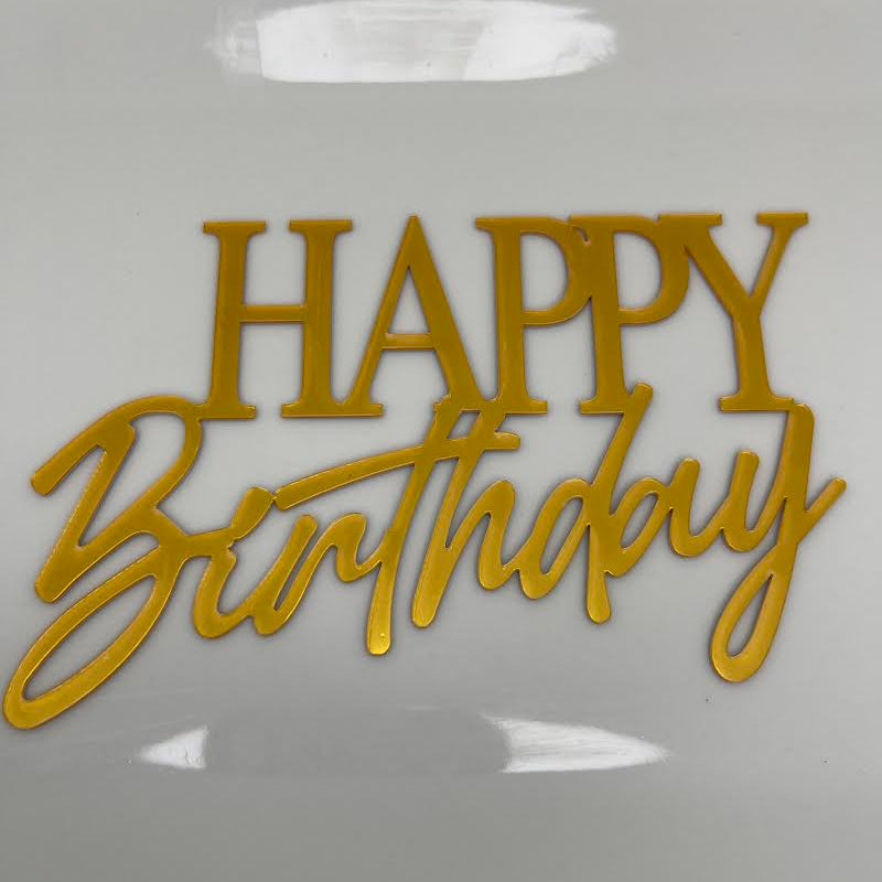 Gold Happy Birthday Cake Topper