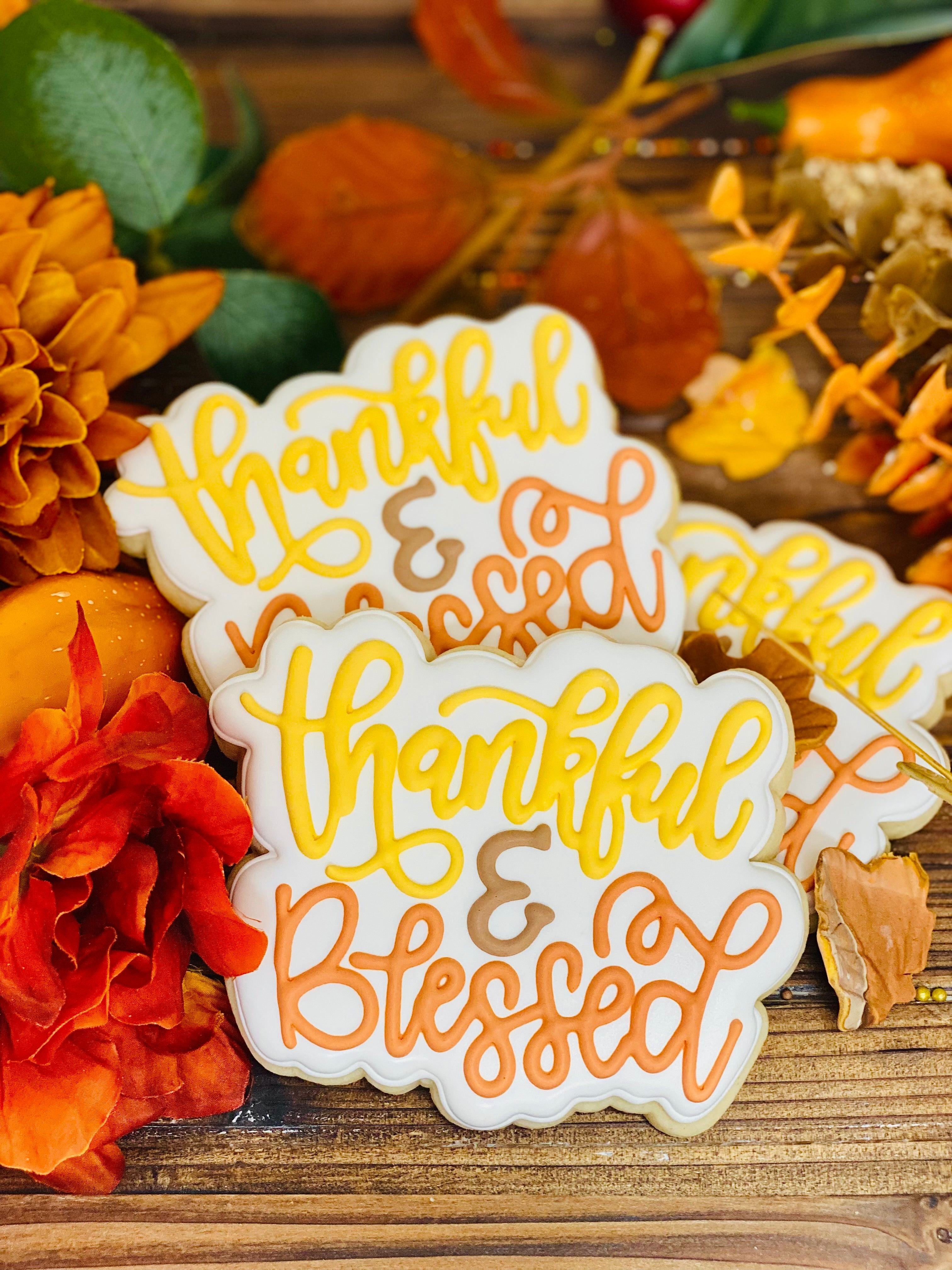 Thankful and Blessed Large Cookie