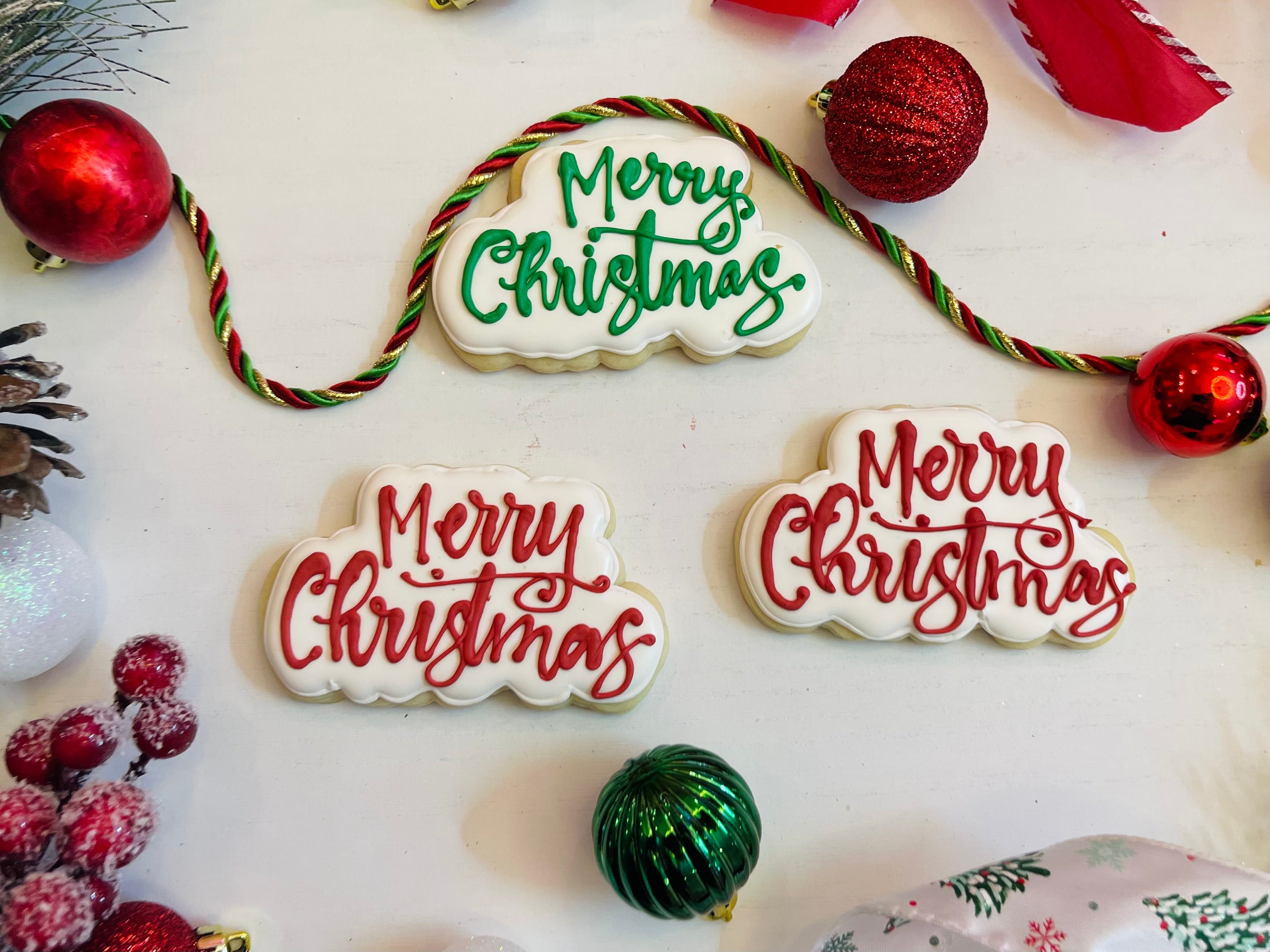 Merry Christmas Royal Iced Sugar Cookies