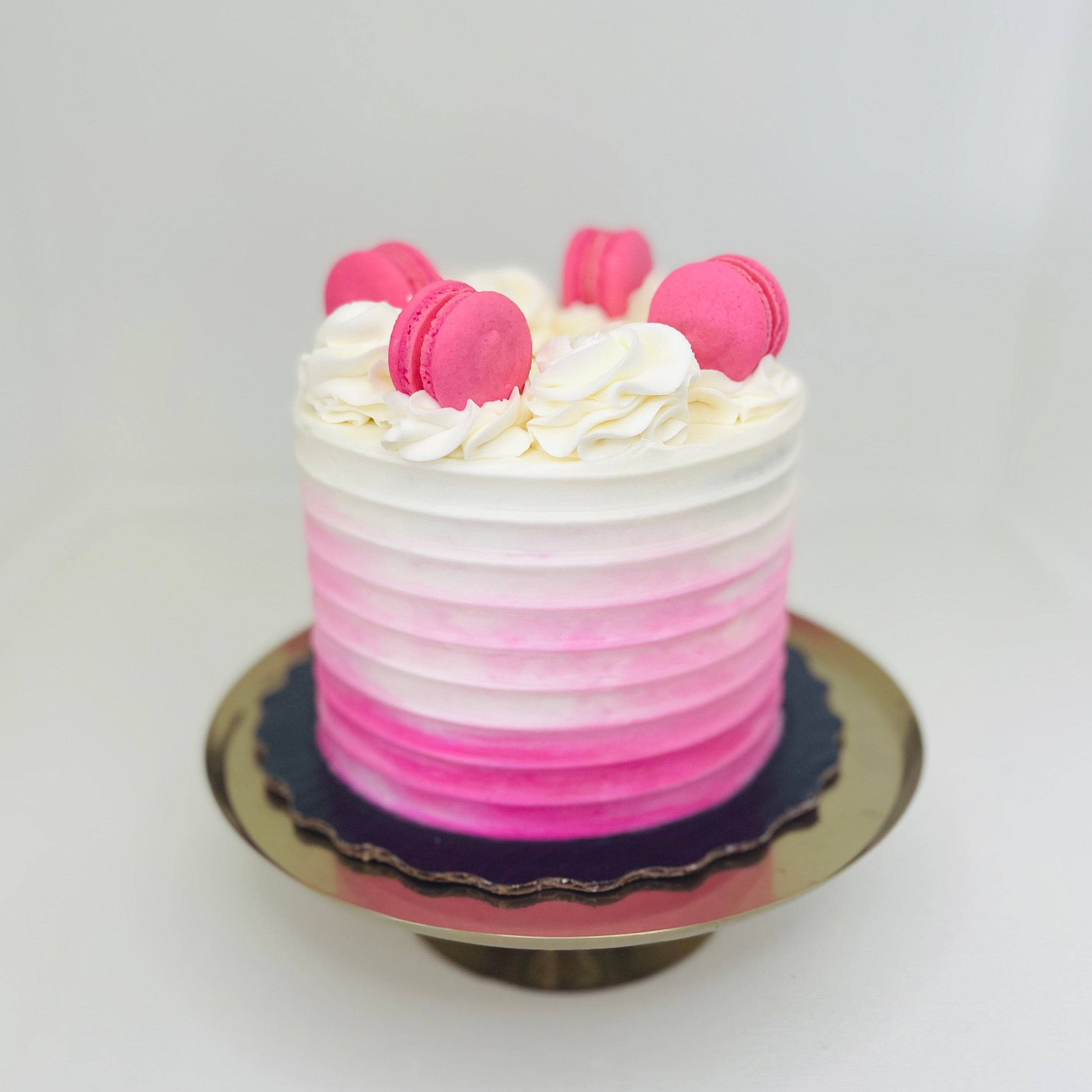 Pink Ombre Macarons Vanilla Cake