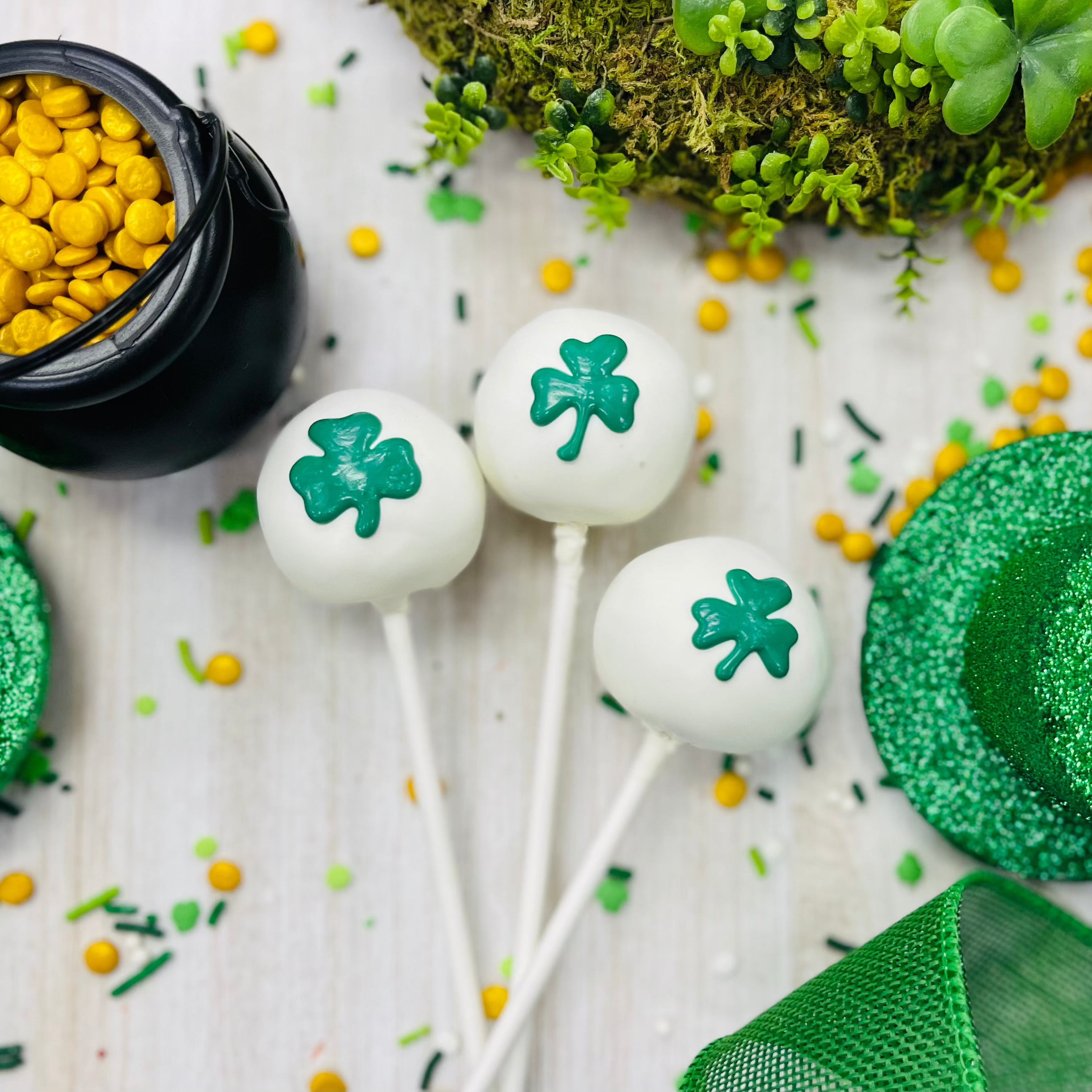 St. Patrick’s Day Green Clover Cookie Dough Cake Pops