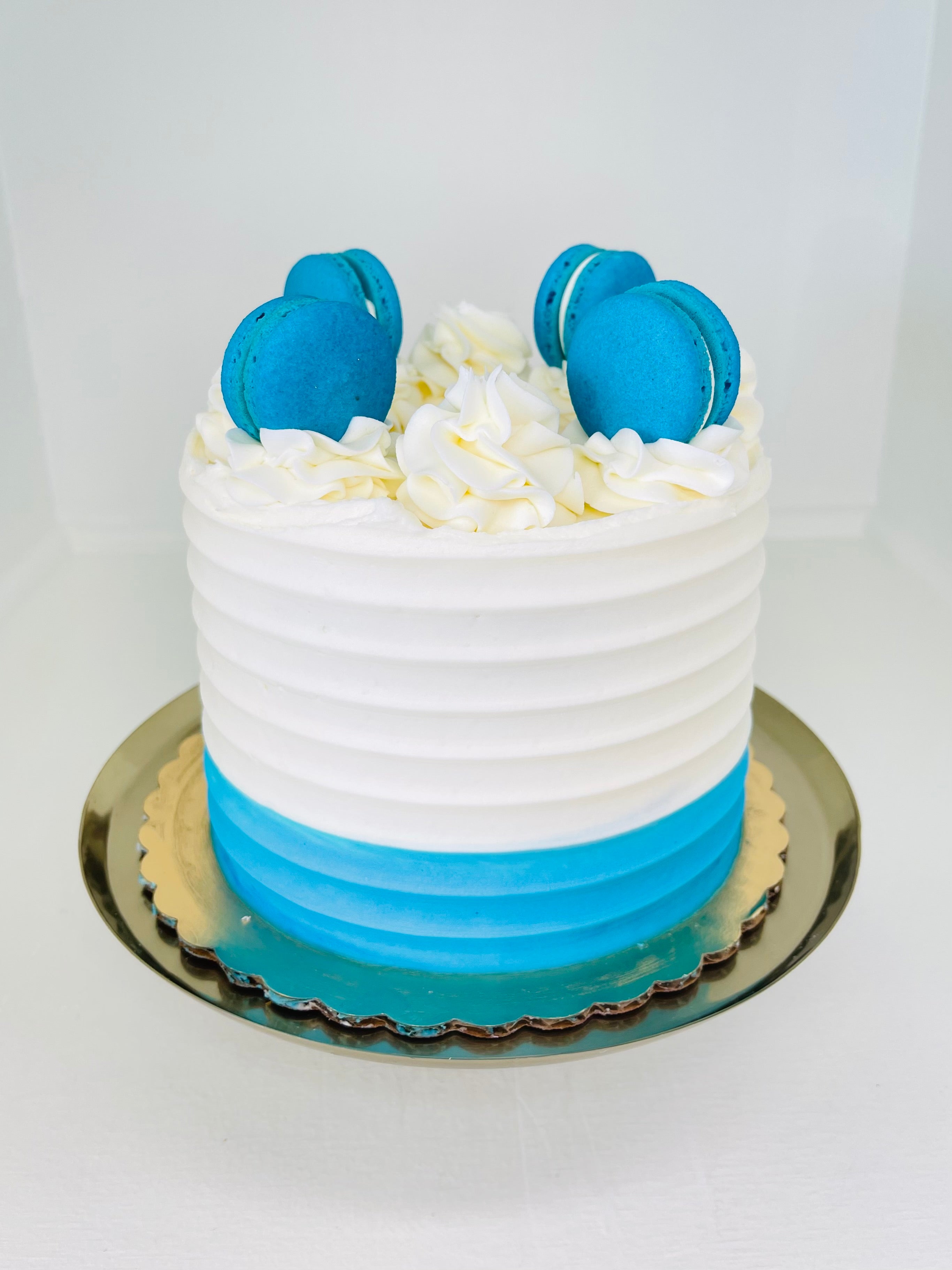 Teal Ombre Macarons Buttercream Chocolate Cake