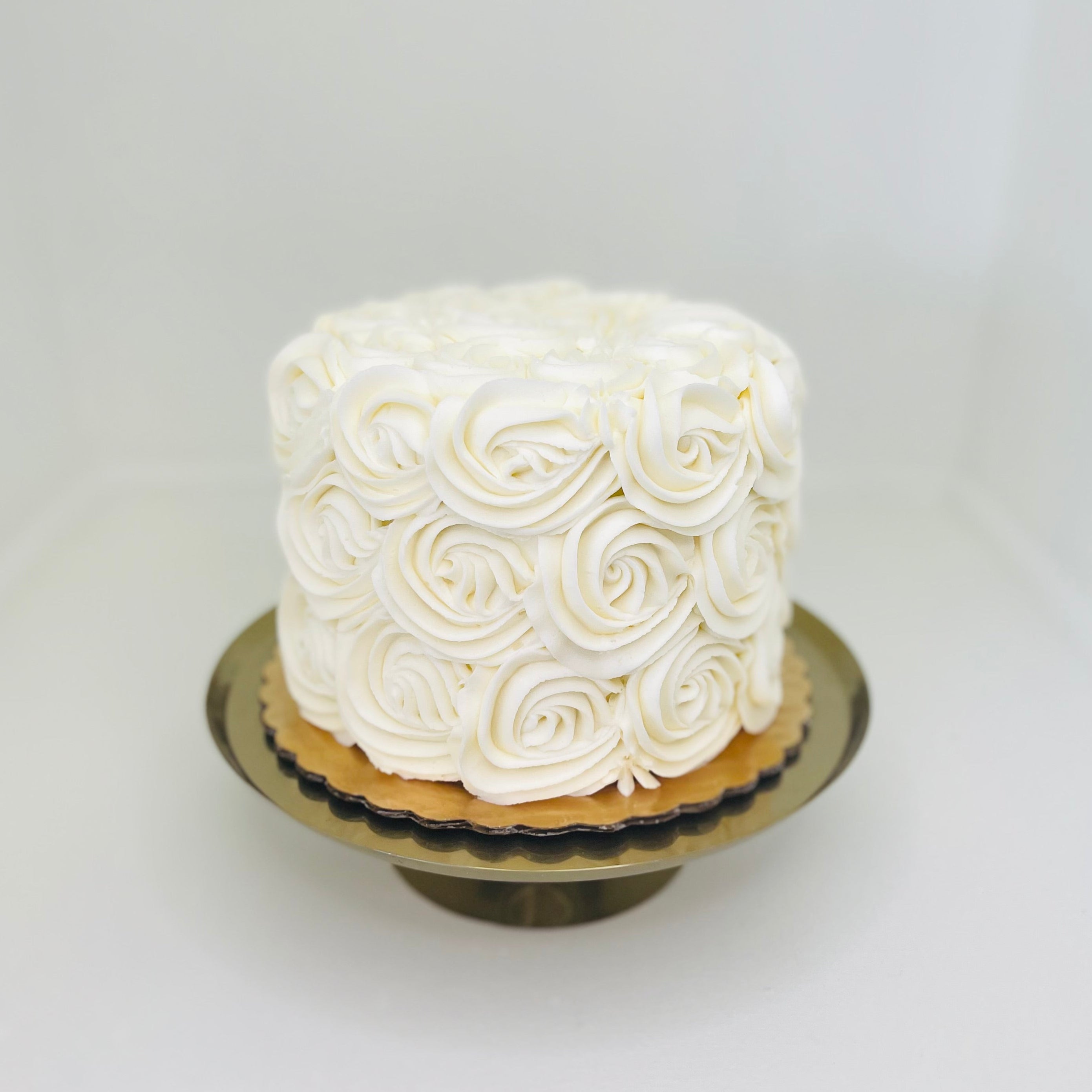 6" 12 Servings White Buttercream Rosette Chocolate Cake