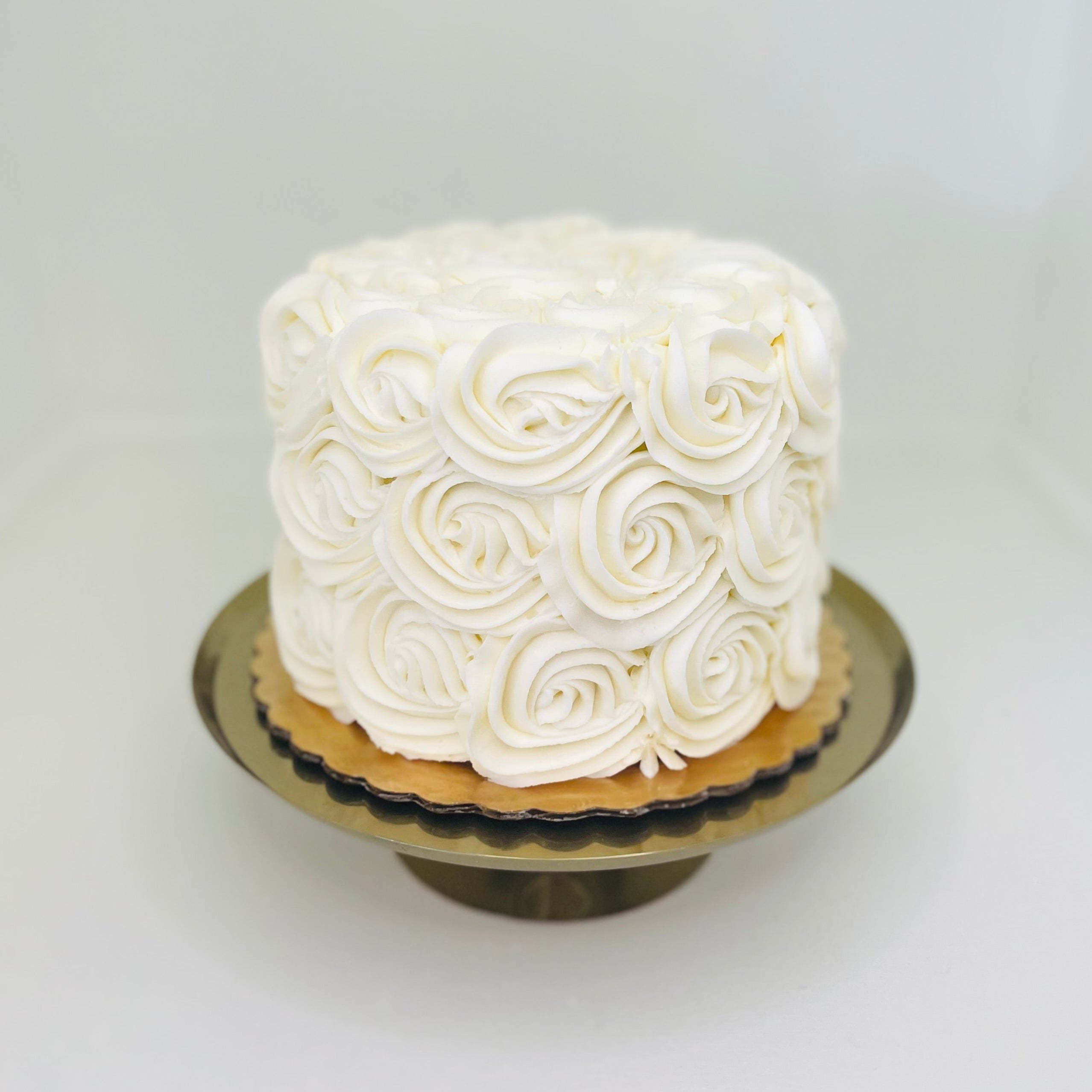 6" 12 Servings White Buttercream Rosette Chocolate Cake