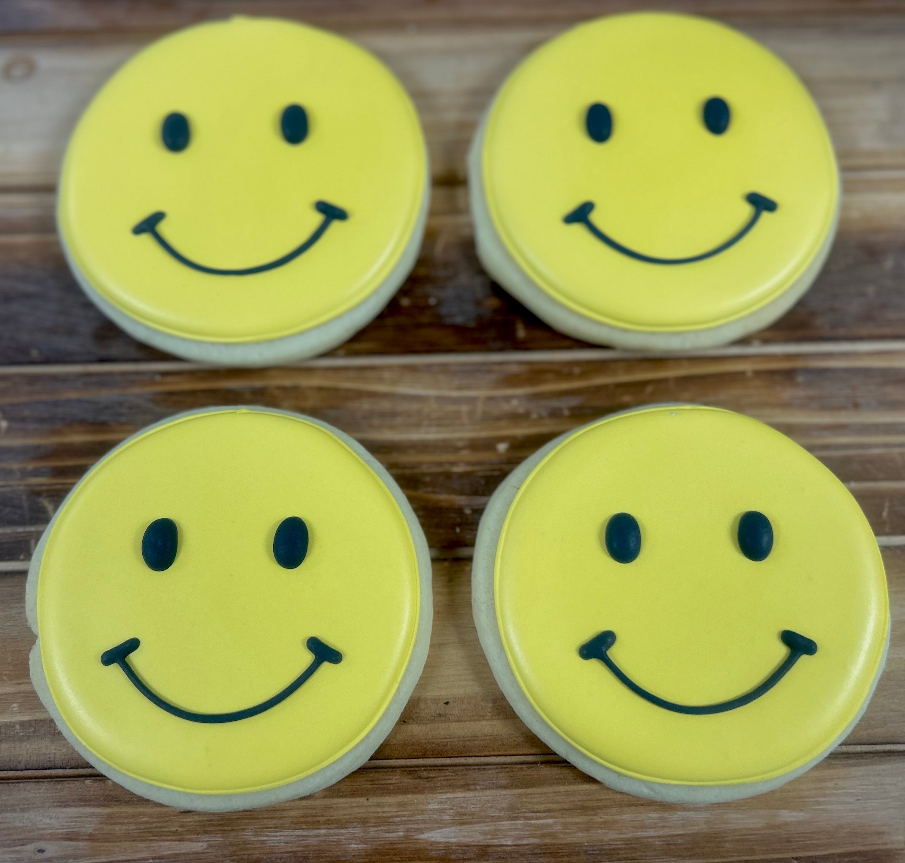 Yellow Smiley Face Royal Iced Sugar Cookies