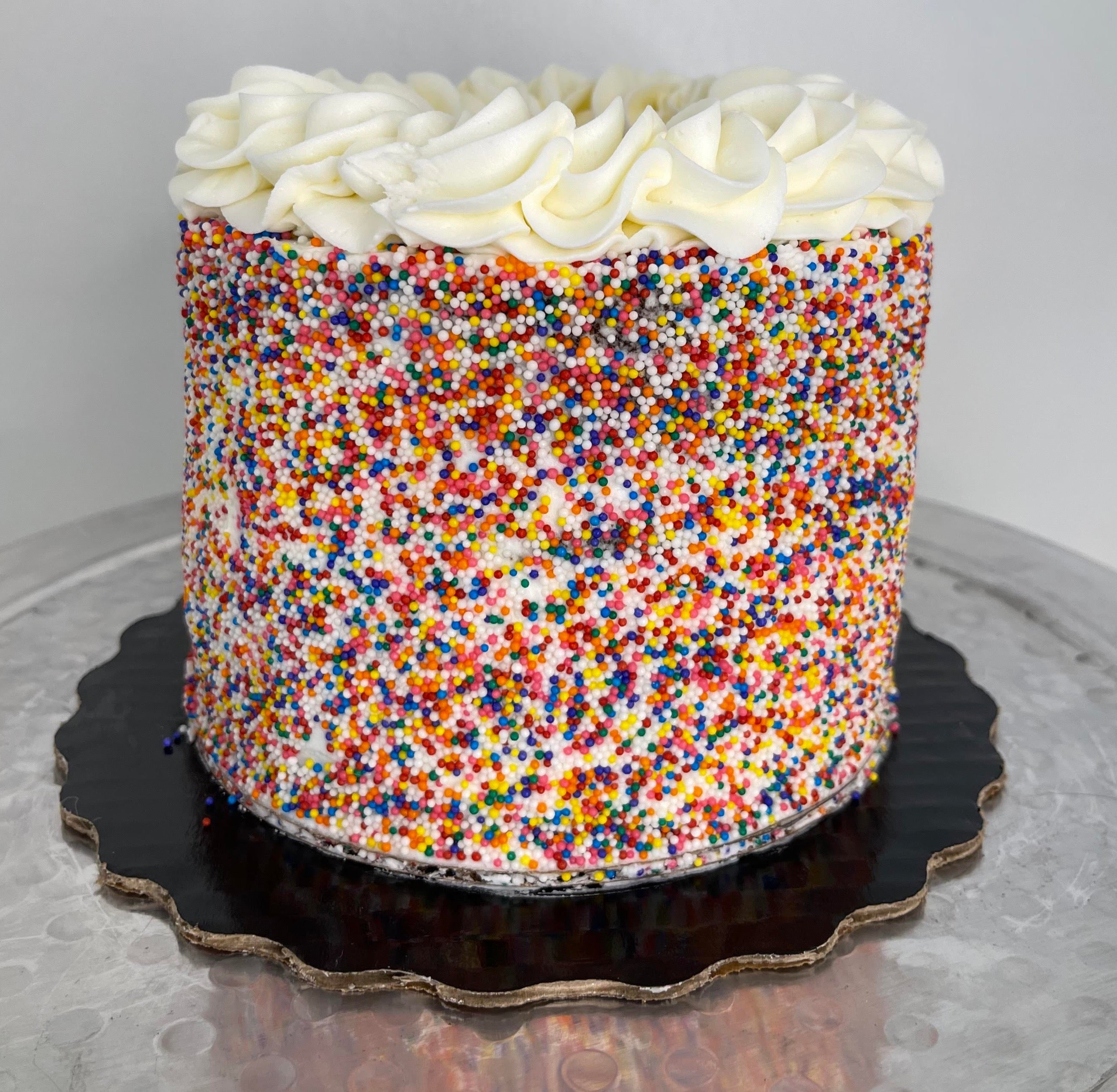 CAKE - 6" 12 Servings - Buttercream Celebration Sprinkles Cake - Chocolate