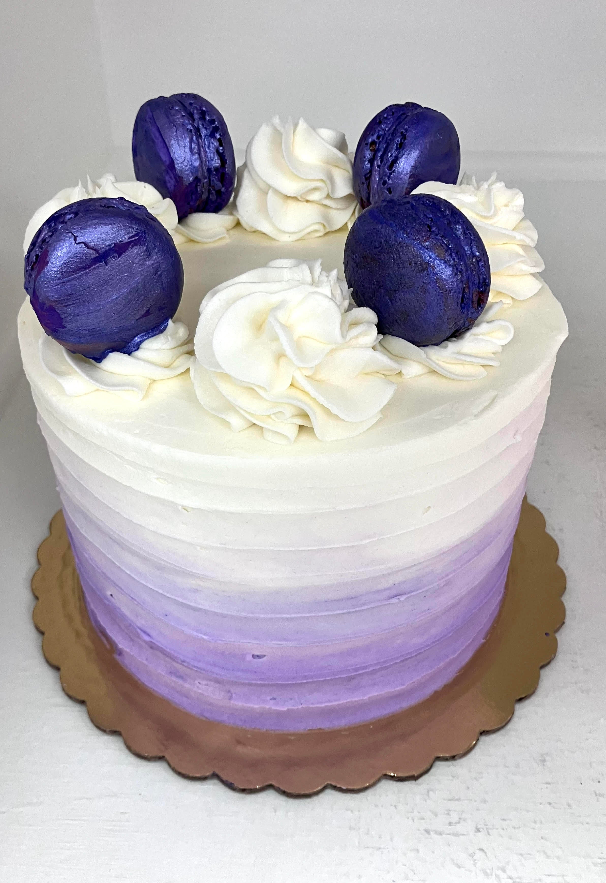 6" 12 Servings Purple Ombre Macarons Chocolate Cake