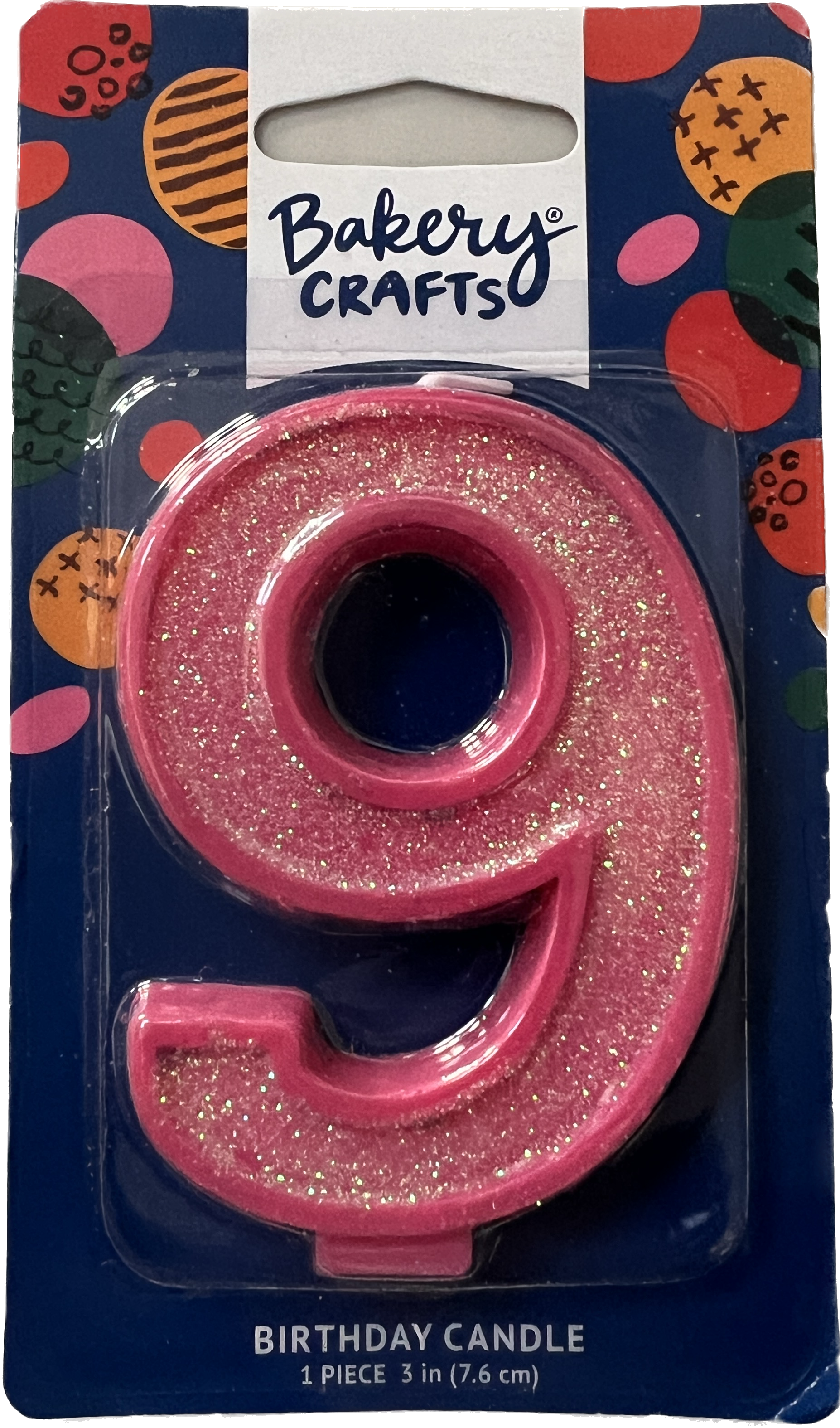 Large Birthday Candles Pink Glitter Number 9