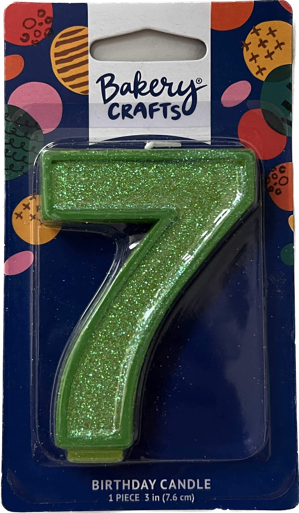 Large Birthday Candles Green Glitter Number 7