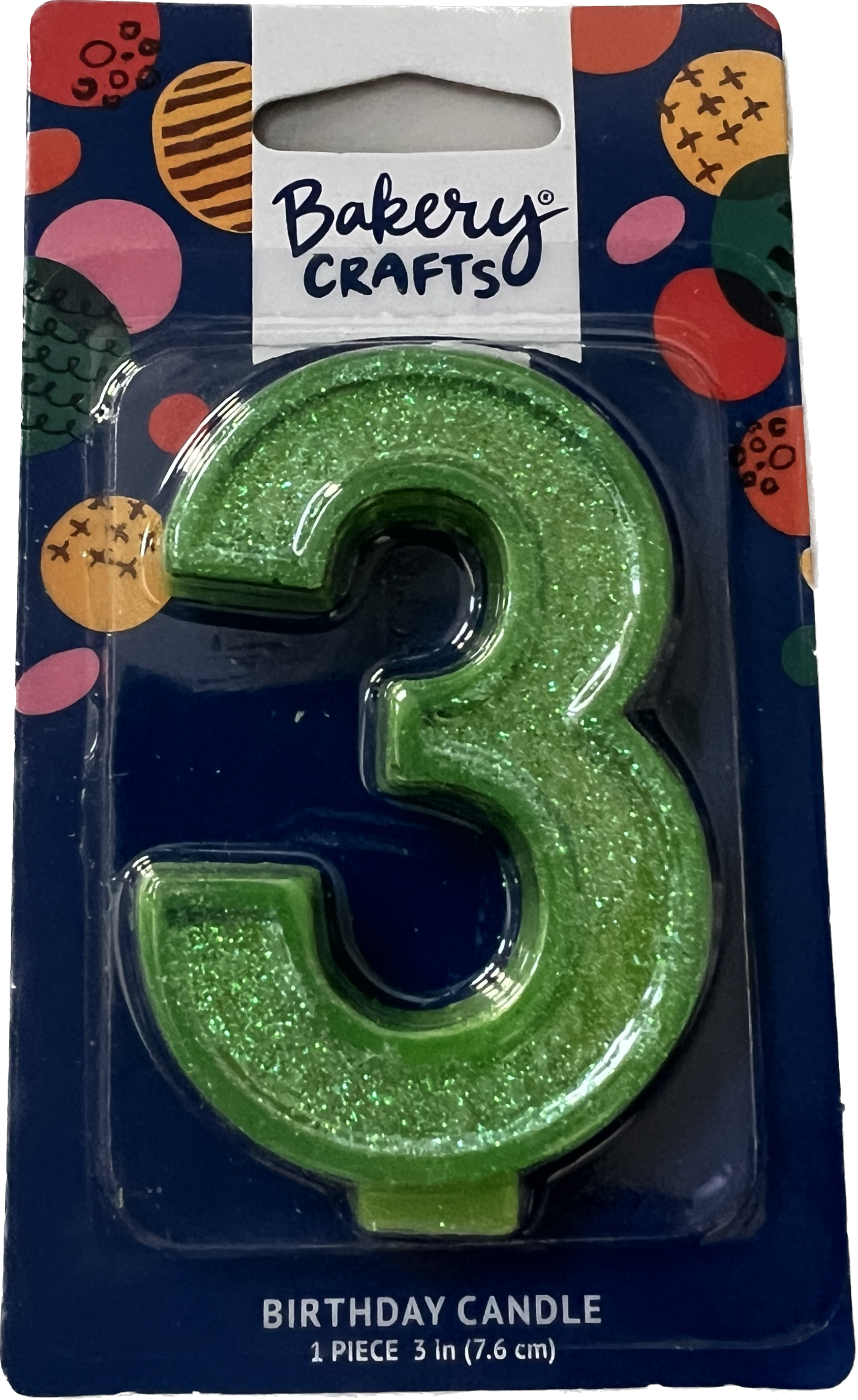 Large Birthday Candles Green Number 3