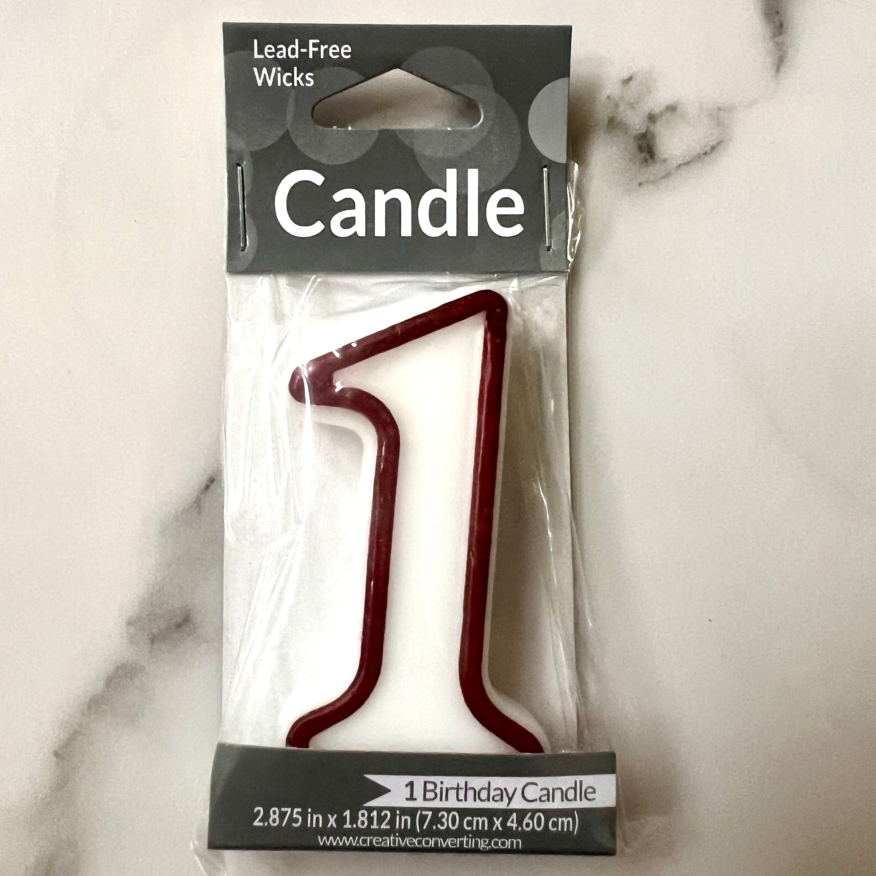 Large Birthday Candles Red & White Number 1